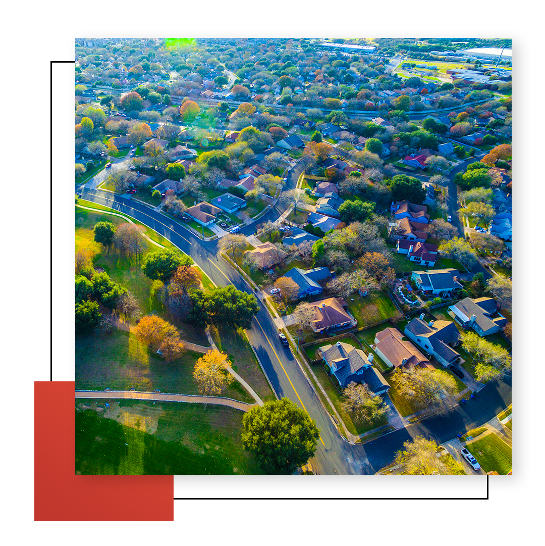 Aerial view of roofs