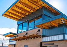 A modern building with a flat roof